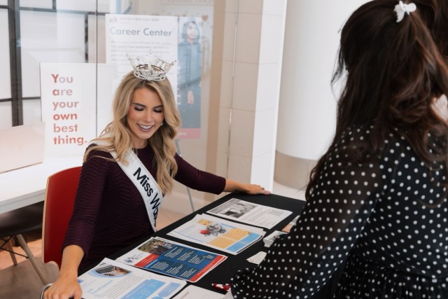 Sgt. Vanessa Munson participates in a volunteer salute to service event in Seattle, Washington. Munson was crowned Miss Washington, July 1, 2023 during a pageant in Olympia.