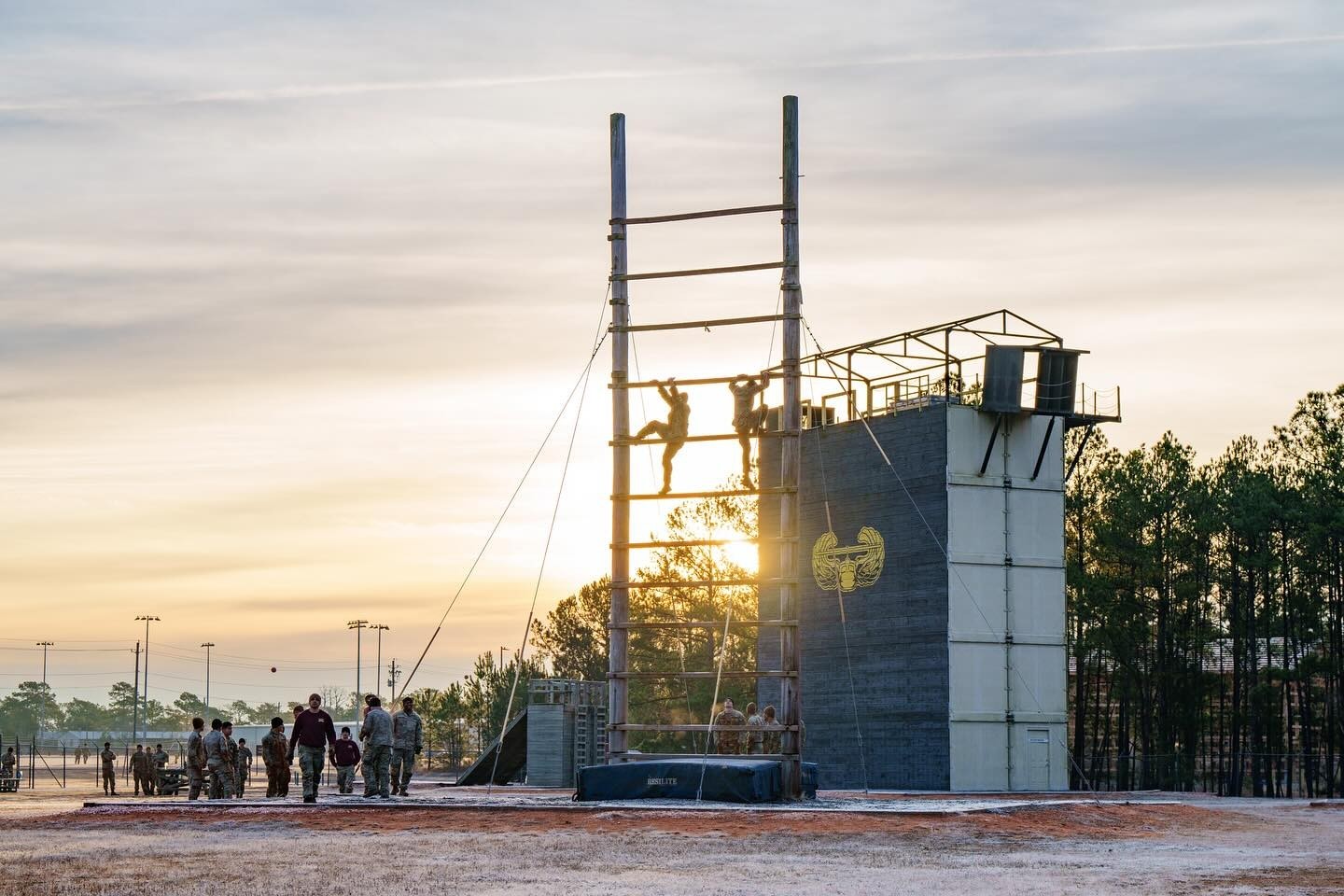 Soldiers assigned to 1-319th Airborne Field Artillery Regiment brave cold weather and the Confidence Obstacle Course in order to help prepare for the rigors of Air Assault School.