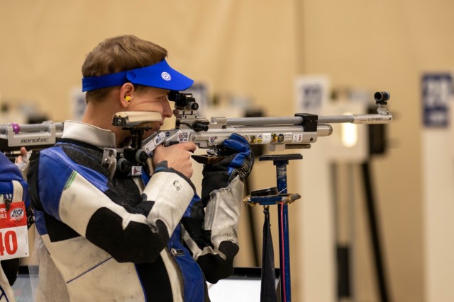 U.S. Army Sgt. Ivan Roe competes in the USA Shooting Air Gun Olympic Trials Part 3 at the Civilian Marksmanship Program (CMP) Judith Legerski Competition Center in Anniston, Alabama, Jan. 5-7, 2024.
...