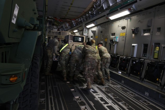 4-60 ADA BN perform load vehicles on C-17 for exercise