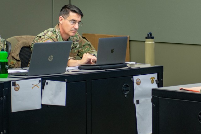 Student uses their computer during class at Command and General Staff College at Fort Leavenworth, Kan.