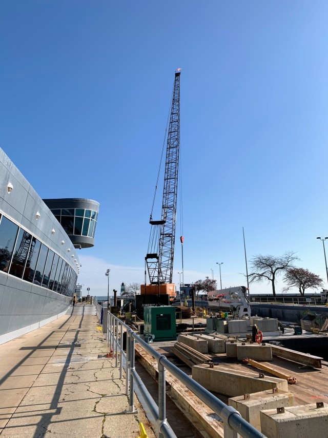 Construction of the lock floor continues at the USACE Chicago Harbor Lock