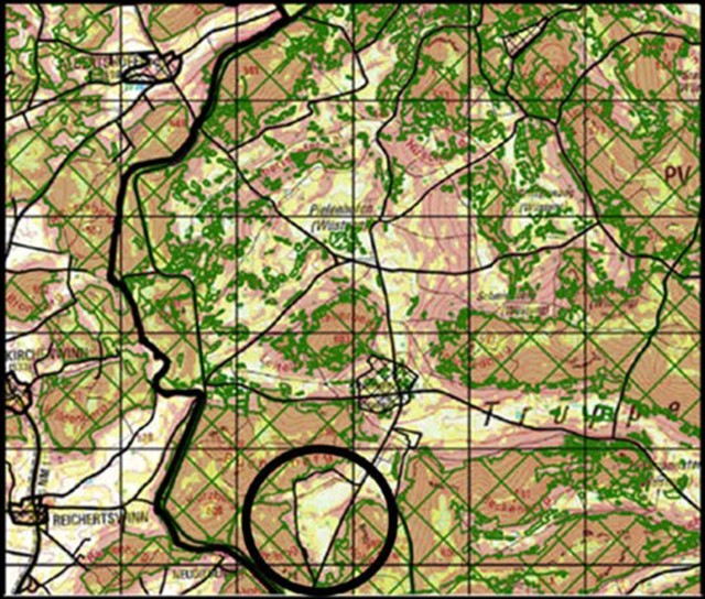 Figure 8. Ground slope analysis overlaid on MCOO with Kittensee noted (Operations Group, Joint Multinational Readiness Center)
