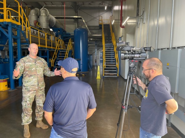(Pictured) Col. Steve McGunegle, U.S. Army Garrison Hawaii responds to questions from Hawaii News Now reporter Jonathan Masaki and cameraman.)