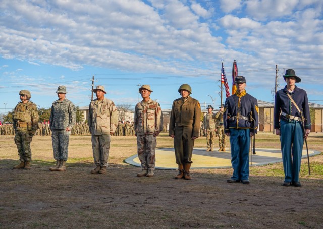3rd Cavalry Regiment Troopers align during a casing colors ceremony to display the history of the regiment at Fort Cavazos, Texas, Feb. 01,2024. The casing ceremony is a time-honored Army tradition that symbolizes a unit transitioning
...