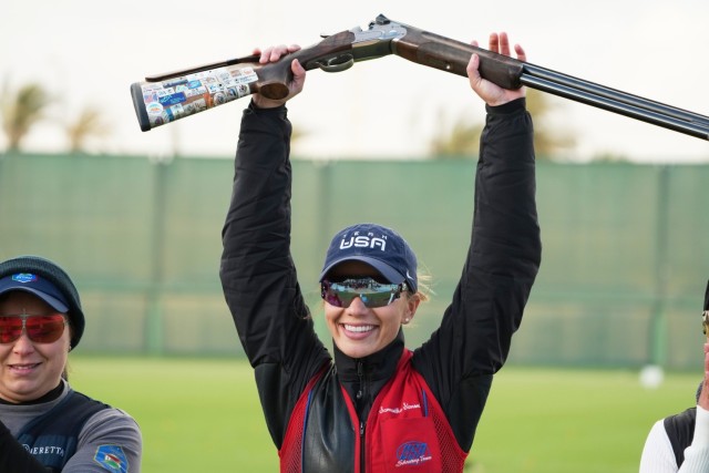 U.S. Army Sgt. Samantha Simonton won the Gold Medal in Women’s Skeet at the International Shooting Sports Federation World Cup in Cairo, Egypt January 29, 2024, beating out 31 other athletes from around the globe.