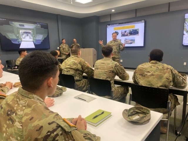 Brig. Gen. Geoffrey Norman, director of the Next Generation Combat Vehicles Cross-Functional Team, addresses Soldiers from 1-18 Infantry, 2nd Brigade Combat Team, 1st Infantry Division.