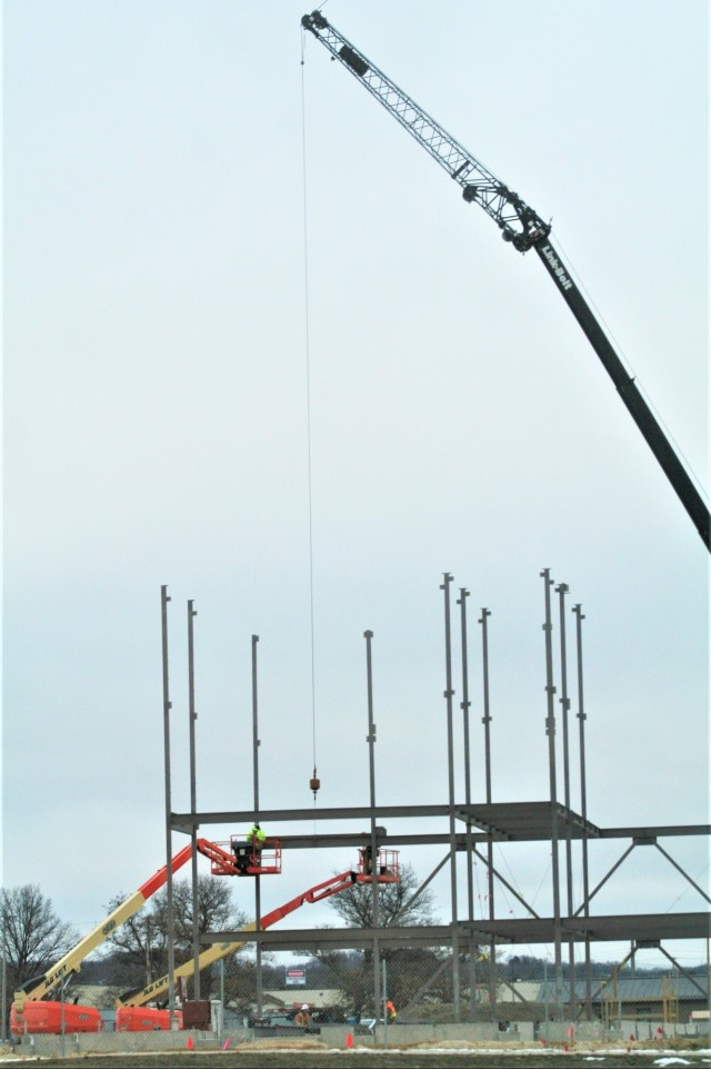 Steel framing underway on $28 million-plus transient training barracks project at Fort McCoy