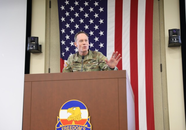 Army Maj. Gen. Windsor S. Buzza, chief of staff of U.S. Army Forces Command, discusses the importance of teamwork as the U.S. Army strives to achieve its audit goals over the next four years.  He spoke Feb. 8 during the FORSCOM Audit Summit on Fort Liberty, N.C.