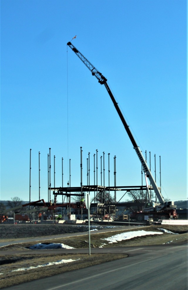 Steel framing underway on $28 million-plus transient training barracks project at Fort McCoy