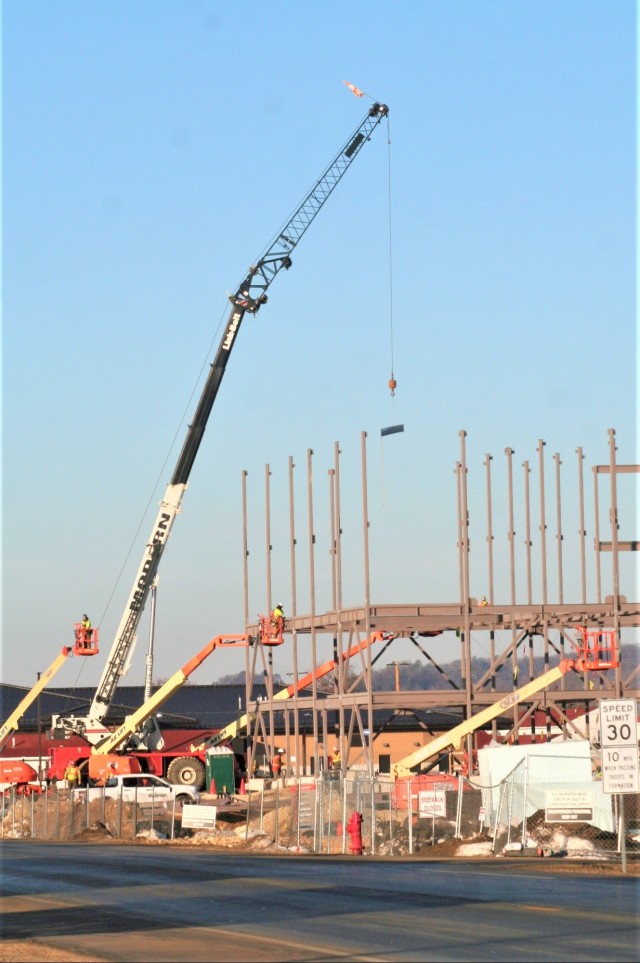 Steel framing underway on $28 million-plus transient training barracks project at Fort McCoy