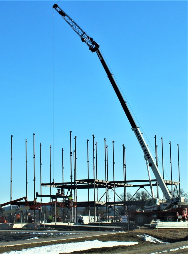 Steel framing underway on $28 million-plus transient training barracks project at Fort McCoy