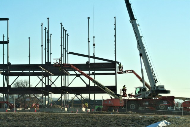 Steel framing underway on $28 million-plus transient training barracks project at Fort McCoy