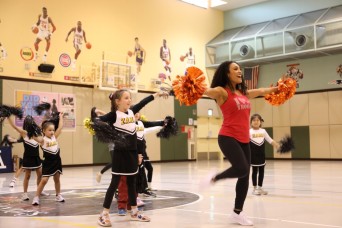 CAMP ZAMA, Japan - Three NFL professional cheerleaders hosted two youth cheer clinics for military community and Japanese youth Feb. 10 at the Camp Zama...