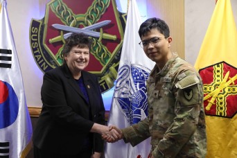 Brenda Lee McCullough, the Installation Management Command-Pacific director, visits U.S. Army Garrison Yongsan-Casey as part of a peninsula wide tour to...
