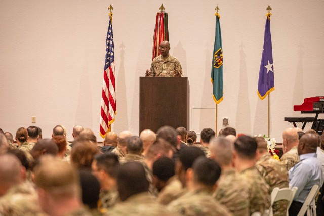 Chaplain (Maj. Gen.) William Green, U.S. Army chief of chaplains, serves as guest speaker at Fort Leonard Wood&#39;s National Prayer Breakfast Feb. 13 in Nutter Field House.