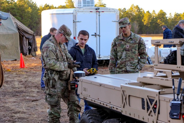 U.S. Army DEVCOM C5ISR Center personnel demonstrate their technologies during Sandhills Project at Fort Liberty, North Carolina, in December 2023.