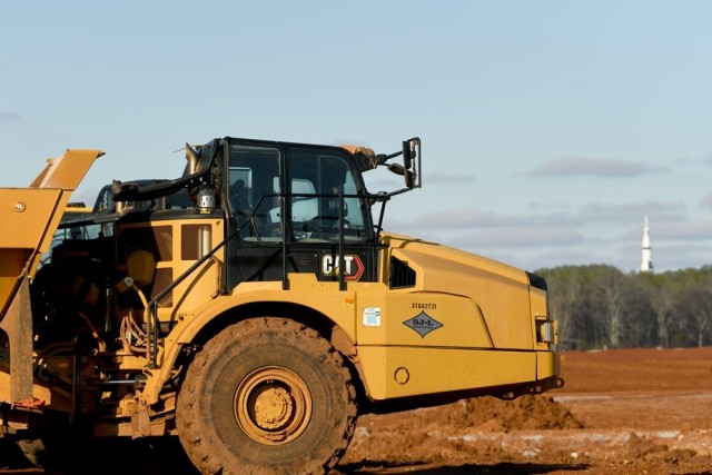 Construction equipment sits on the site of the second phase of the secured Gateway development near Gate 9.