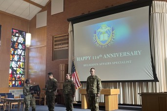 FORT IRWIN, Calif. -- Fort Irwin recognized and awarded Soldiers serving as religious affairs specialists during the 114th anniversary celebration of re...