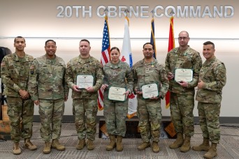 US Army 20th CBRNE Command leaders present retention excellence awards