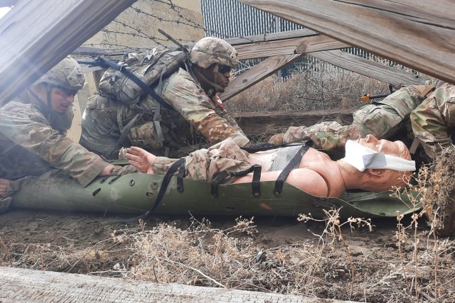 5th Engineer Battalion Soldiers compete in the medical skills portion of the 36th Engineer Brigade’s Best Squad Competition, which took place Feb. 5 to 9 at Fort Carson, Colorado.