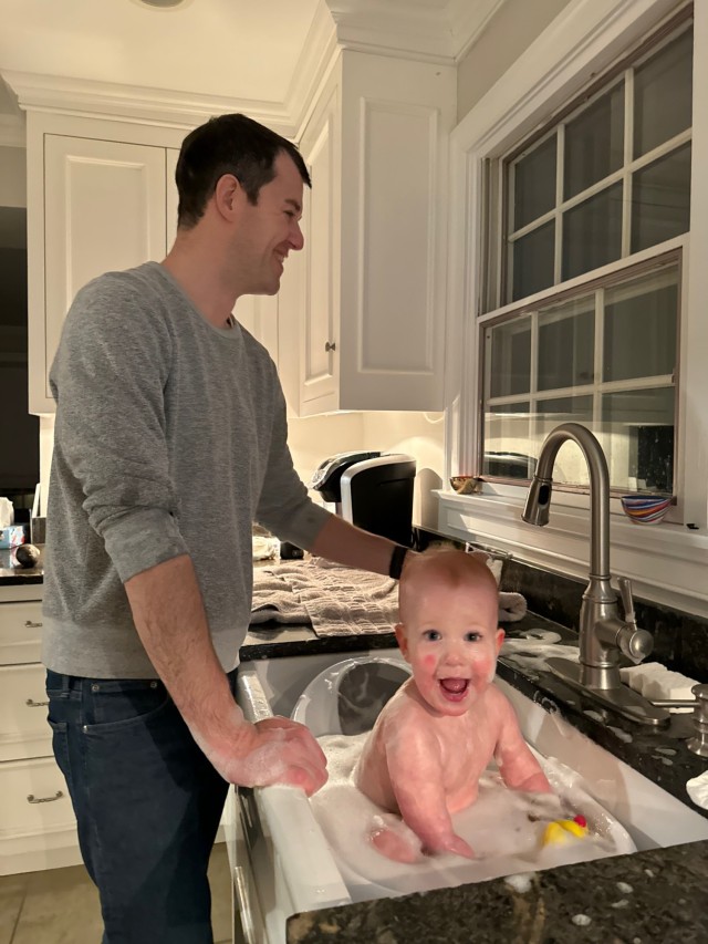 Matt and daughter Claire having bath time fun!