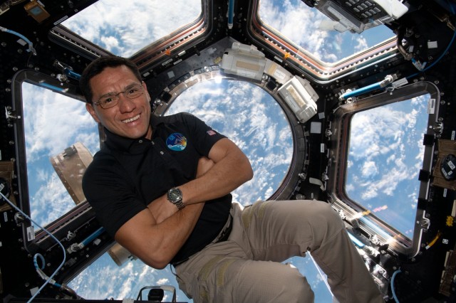 NASA astronaut and Expedition 68 Flight Engineer Frank Rubio is pictured inside the cupola, the International Space Station's "window to the world," as the orbiting lab flew 263 miles above southeastern England, Oct. 1, 2022.