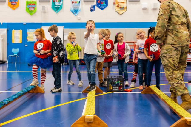 Ellis D. Parker Elementary School students participate in Dr. Seuss themed games during Seussville on March 1.