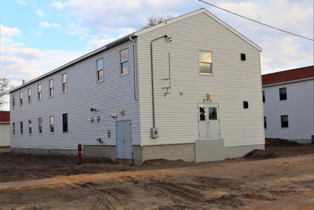 Reset of World War II-era barracks moved in 2023 continues; work nearly complete