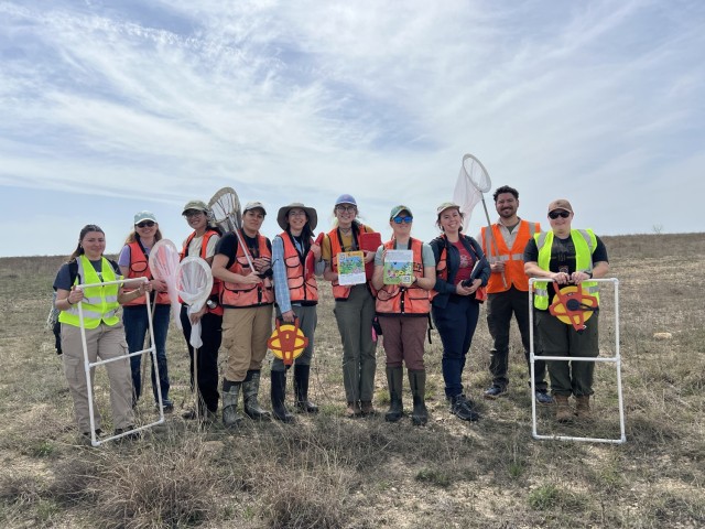 Representatives from Monarch Joint Venture, Environment for the Americas and University of Illinois Chicago gather for a group photo and recognition of the Fort Cavazos AIM Team as the Data Champion awardee. (U.S. Army photo by Christine Luciano,...