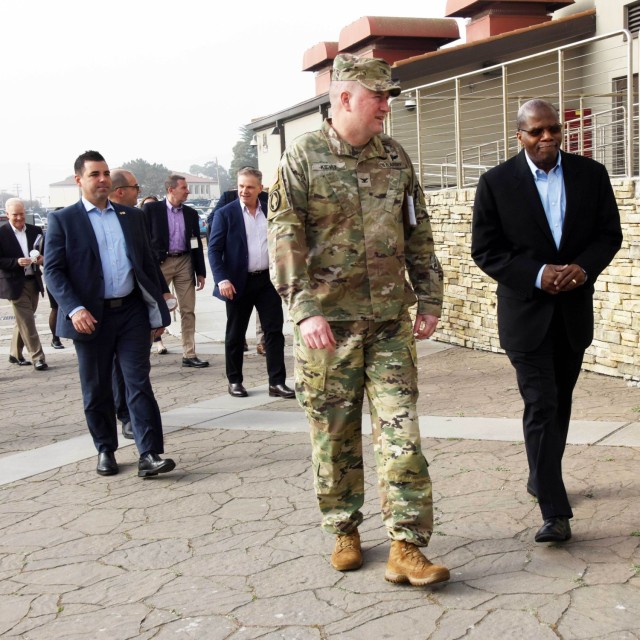 DLIFLC Commandant Col. James Kievit walks with the Under
Secretary of Defense for Intelligence and Security the Honorable Ronald Moultrie during a visit in June 2023.
