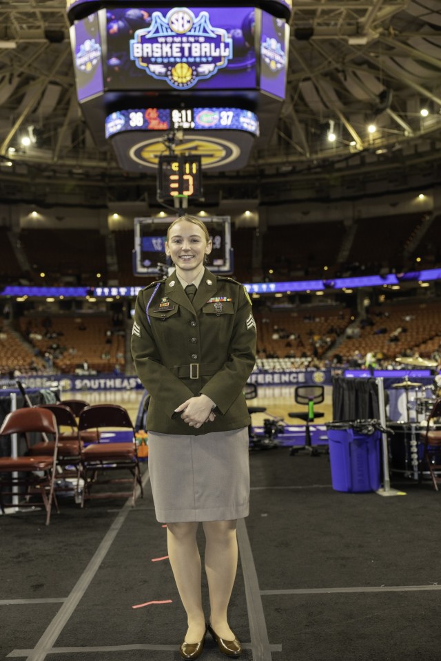 Sgt. Allison Weisz, an instructor/shooter assigned to the U.S. Army Marksmanship Unit, and a Ole Miss alumni is inducted to the Southeastern Conference Legends class of 2024. Tiffany Daniels, the associate commissioner of the SEC, walked on stage...