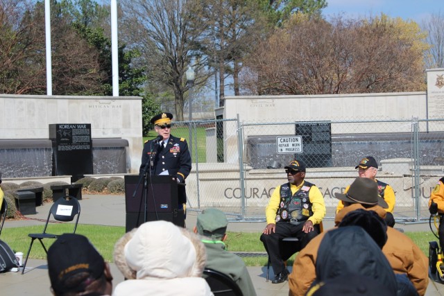 Guest speaker Rich Goldsmith, a retired colonel, shares his stories from the Vietnam War.