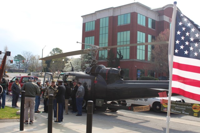 Members of North Alabama Vietnam Helicopter Pilots Association brought for display a UH-1C/M Huey helicopter that flew about 1,500 hours of combat in Vietnam in 1968-70 with the 170th Assault Helicopter Company.