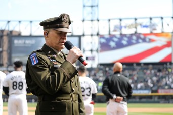 Country music singer and Army Reserve Soldier Craig Morgan performs at opening day for Chicago White Sox