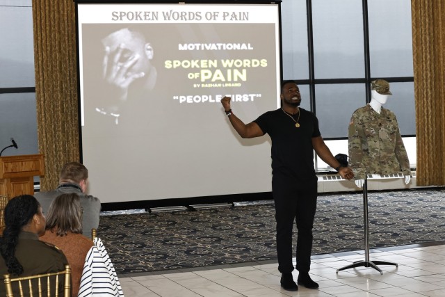 The U.S. Military Academy Sexual Harassment/Assault Prevention (SHARP) program hosted the kickoff event of Sexual Assault Awareness and Prevention Month (SAAPM) featuring spoken word poet, Rashan Legard, on April 2 at Eisenhower Hall Theatre....