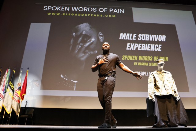 The U.S. Military Academy Sexual Harassment/Assault Prevention (SHARP) program hosted the kickoff event of Sexual Assault Awareness and Prevention Month (SAAPM) featuring spoken word poet, Rashan Legard, on April 2 at Eisenhower Hall Theatre....