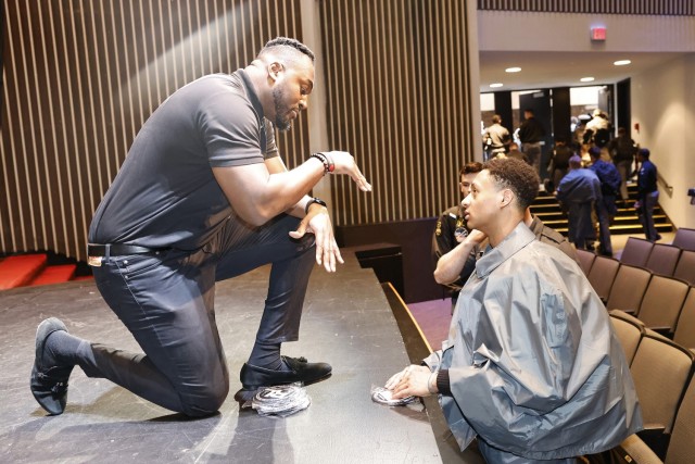 The U.S. Military Academy Sexual Harassment/Assault Prevention (SHARP) program hosted the kickoff event of Sexual Assault Awareness and Prevention Month (SAAPM) featuring spoken word poet, Rashan Legard, on April 2 at Eisenhower Hall Theatre....