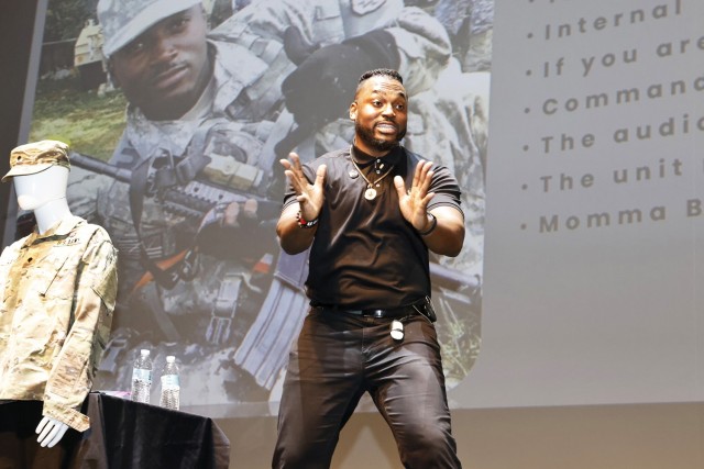 The U.S. Military Academy Sexual Harassment/Assault Prevention (SHARP) program hosted the kickoff event of Sexual Assault Awareness and Prevention Month (SAAPM) featuring spoken word poet, Rashan Legard, on April 2 at Eisenhower Hall Theatre....