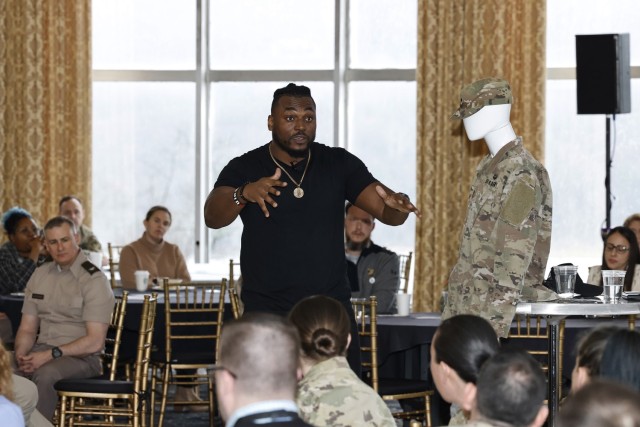 The U.S. Military Academy Sexual Harassment/Assault Prevention (SHARP) program hosted the kickoff event of Sexual Assault Awareness and Prevention Month (SAAPM) featuring spoken word poet, Rashan Legard, on April 2 at Eisenhower Hall Theatre....