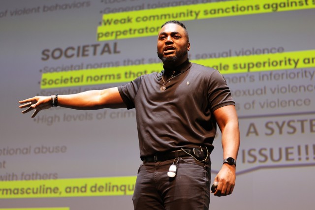 The U.S. Military Academy Sexual Harassment/Assault Prevention (SHARP) program hosted the kickoff event of Sexual Assault Awareness and Prevention Month (SAAPM) featuring spoken word poet, Rashan Legard, on April 2 at Eisenhower Hall Theatre....