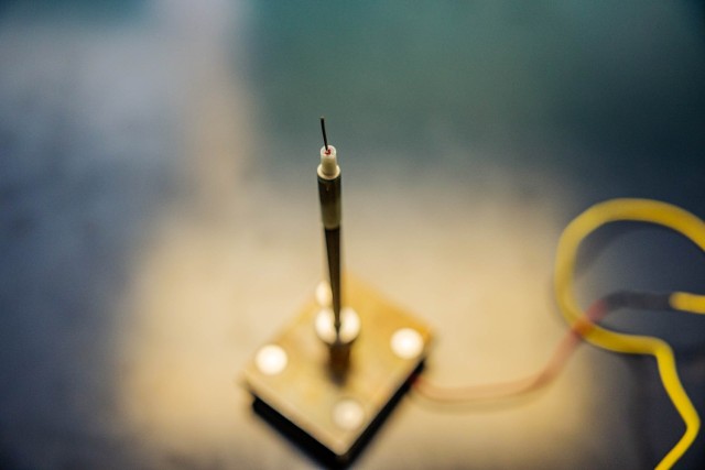 The PLASMA team&#39;s laboratory Langmuir Probe. Photo by Jorge Garcia/ USMA PAO.