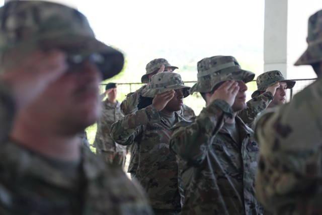 U.S. Army Soldiers assigned to the 25th Infantry Division, alongside members of the Philippine Army’s 1st Infantry Brigade Combat Team, initiate the commencement of this year’s Salaknib 24 with an opening ceremony held at Fort Magsaysay, Philippines,April 8, 2024.

Salaknib is an annual exercise between the Armed Forces of the Philippines and the U.S. Military designed to strengthen bilateral interoperability, capabilities, trust, and cooperation built over decades of shared experiences.
