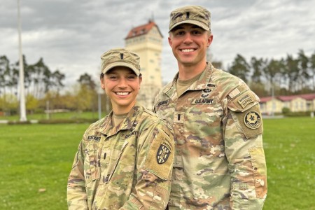 1st Lts. Rachel and Samuel Kicklighter are a married couple stationed in different Army Engineer units in Germany. They have each completed Airborne, Air Assault and Ranger schools in their brief Army careers, and they were back-to-back Sapper Leader Course Distinguished Leadership Award recipients this year. Rachel is now getting ready to represent her unit in the Best Sapper Competition, which kicks off April 19 in Roubidoux Park in Waynesville. 