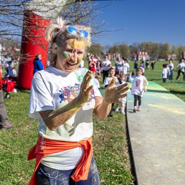 Fort Knox Family and Morale, Welfare and Recreation hosts the 2024 Month of the Military Child Color Run at Fort Knox, Kentucky April 13. More than 600 people participated. Event organizers provided bananas and water along the route to keep runners hydrated and energized.