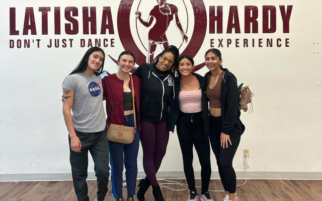 Sgt. Areana Villaescusa, second from left, poses for a photo with Spc. Estrella Dorado Marin, second from right at Latisha Hardy Dance & Co in Colorado Springs. Before Dorado-Marin passed away, Villaescusa began taking dance lessons after being encouraged by Dorado-Marin, her Army World Class Athlete Program teammate. 