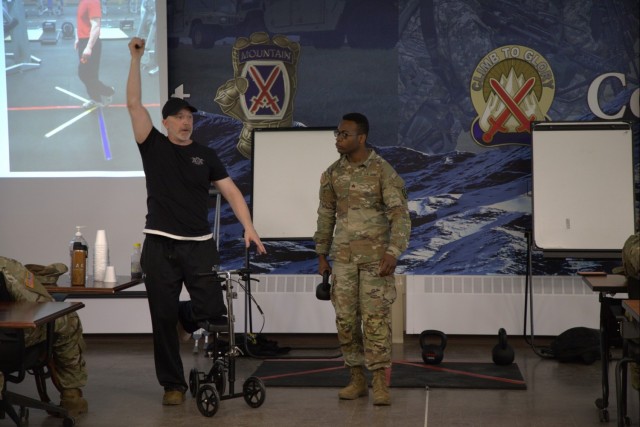 Headquarters and Headquarters Battalion Soldiers   participate in Holistic Health and Fitness training