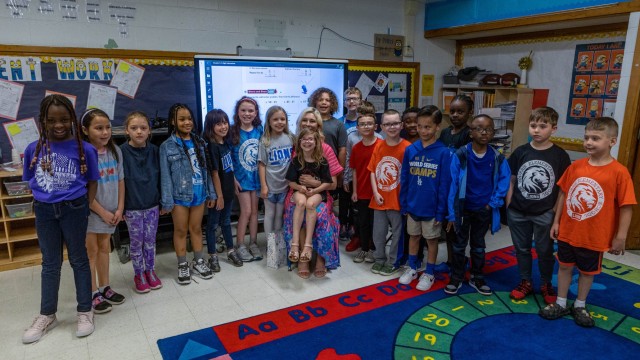 Kentucky First Lady Britainy Beshear visits the Child Development Center at Fort Knox April 19, 2024. Beshear visited multiple schools and childcare facilities on the installation, reading to and interacting with the children in honor of the Month of the Military Child.