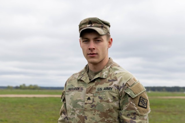 U.S. Army Sgt. Gavin Hutchison, a network communication system specialist (25H) assigned to the 44th Expeditionary Signal Battalion-Enhanced, poses for a “Hero Spotlight” picture at Saber Strike 24 Bemowo Piskie Training Area, Poland, April 17, 2024. Hutchison reflects on his journey during the multinational training exercise. DEFENDER is the Dynamic Employment of Forces to Europe for NATO Deterrence and Enhanced Readiness, and is a U.S. European Command scheduled, U.S. Army Europe and Africa conducted exercise that consists of Saber Strike, Immediate Response, and Swift Response. DEFENDER 24 is linked to NATO’s Steadfast Defender exercise, and DoD’s Large Scale Global Exercise, taking place from 28 March to 31 May. DEFENDER 24 is the largest U.S. Army exercise in Europe and includes more than 17,000 U.S. and 23,000 multinational service members from more than 20 Allied and partner nations, including Croatia, Czechia, Denmark, Estonia, Finland, France, Germany, Georgia, Hungary, Italy, Latvia, Lithuania, Moldova, Netherlands, North Macedonia, Norway, Poland, Romania, Slovakia, Spain, Sweden, and the United Kingdom. 