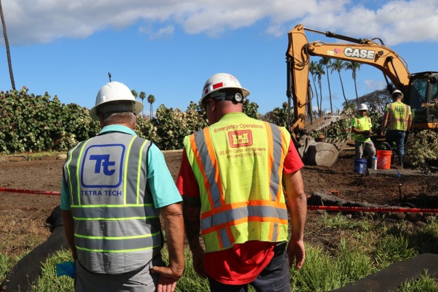 Tyler Hutton, Quality Assurance supervisor from the Walla Walla District, member of the U.S. Army Corps of Engineers Debris Planning and Response Team on Maui, Hawaii prepares to perform a final walk through on a property in the Lahaina impact...